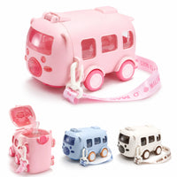 INCLUD Cute Bear Bus Water Bottle for Kids with Straw & Carry Strap Trending Accessories