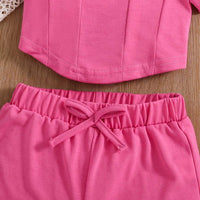 Girls Short Sleeve Knitted Top With Elasticated Short Set 2 pc. Sets   