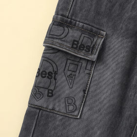 Boys Grey Typography Print Shacket With Pants Sets 2 pc. Sets