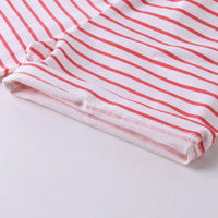 Boys Red Animal Graphics Short Sleeve T-Shirt With Striped Drawstring Shorts Sets Sets