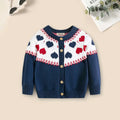 Girls Navy Blue Cardigan With Self-Design Heart Patterns Sweaters & Cardigans Navy Blue 2-3 Y