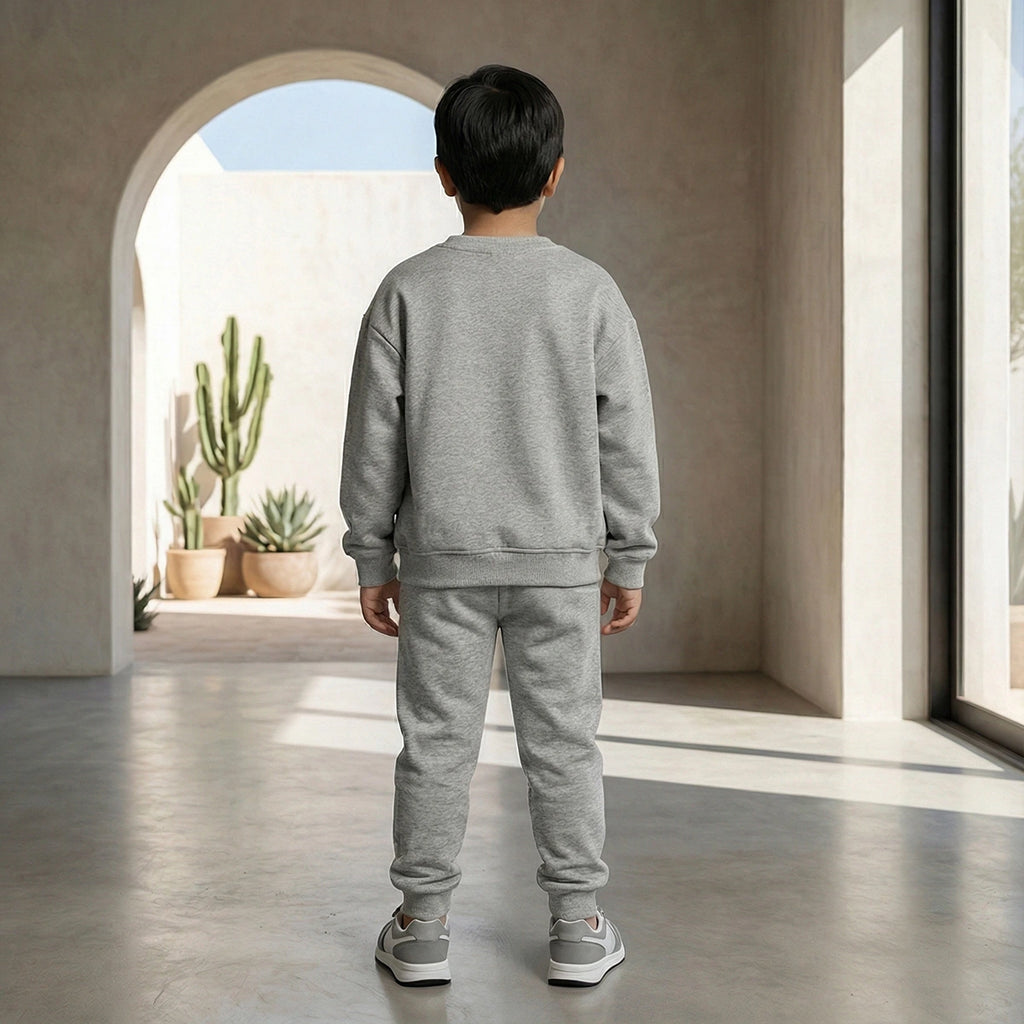 Boys Grey K-Pop Star Graphics Sweatshirt With Jogger Co-ord Sets Sets