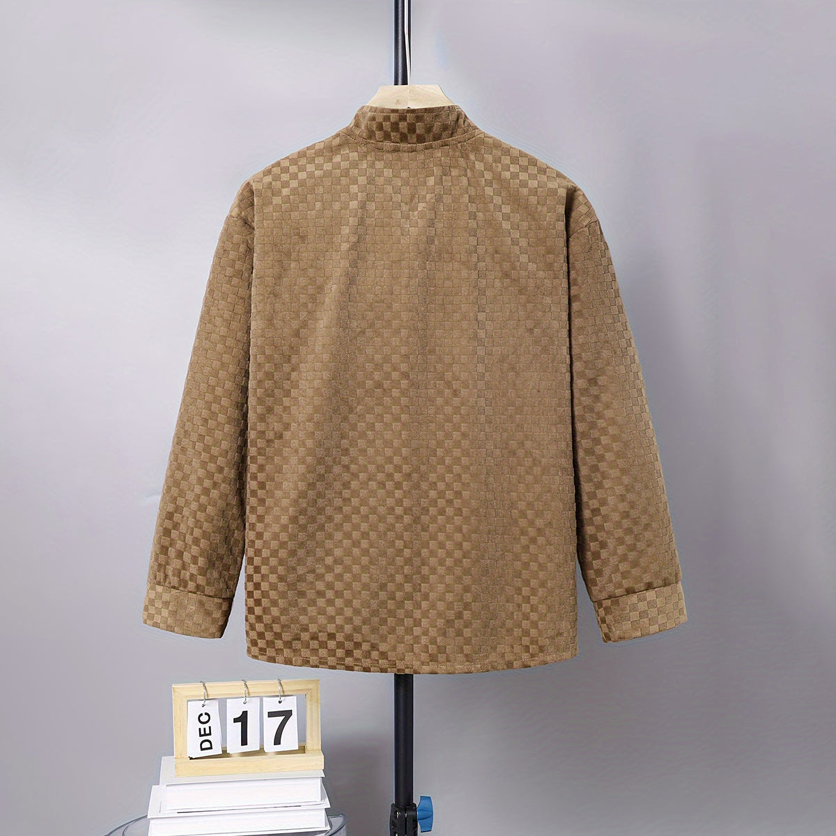 Boys Brown Self-Design Checked Long Sleeves Winter Shirts Shirts