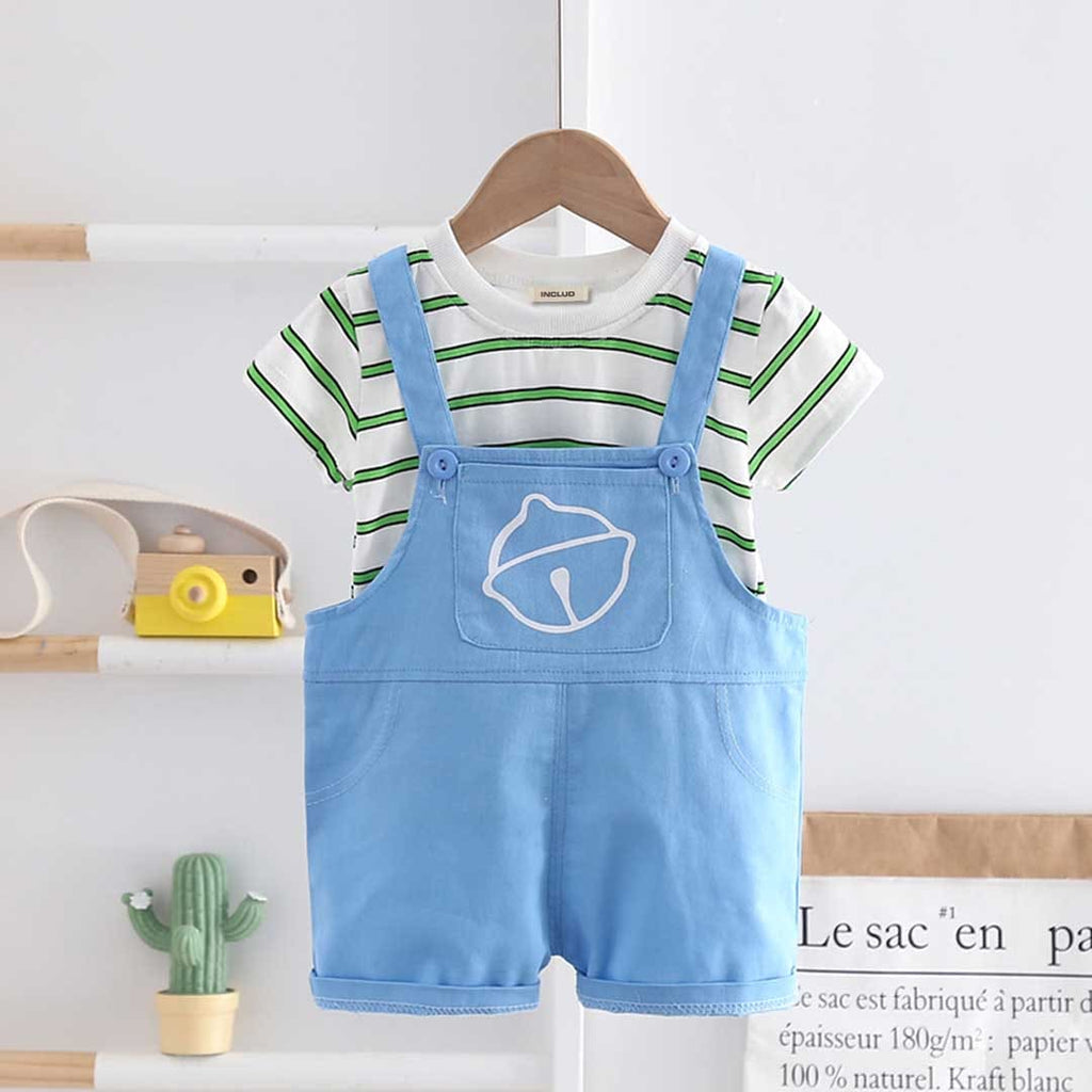 Boys Striped T-shirt with Dungaree Set