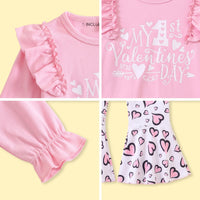 Girls Pink Typography Print Top With Flared Pants Sets 2 pc. Sets