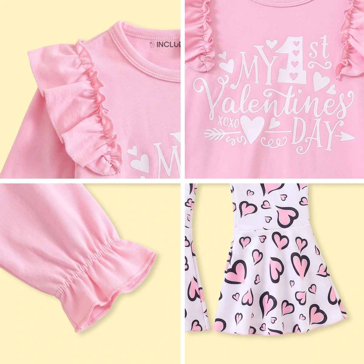 Girls Pink Typography Print Top With Flared Pants Sets 2 pc. Sets