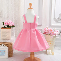 Girls Pink Floral Applique Fit & Flare Party Dresses Party Dresses