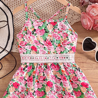 Girls Multicolour Sleeveless Floral Print Fit & Flare Dress Casual Dresses