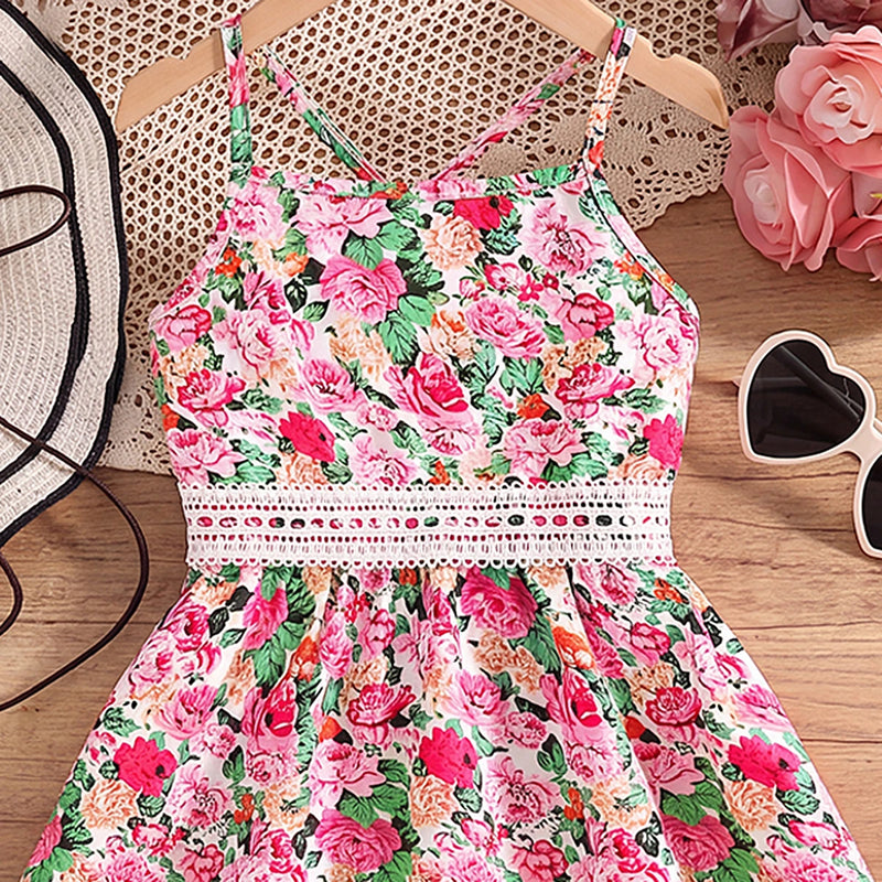 Girls Multicolour Sleeveless Floral Print Fit & Flare Dress Casual Dresses