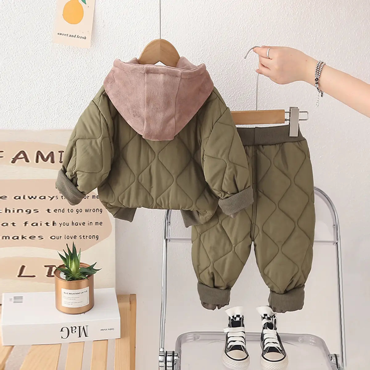 Boys Green Self-Design Jacket With Trouser Sets 2 pc. Sets
