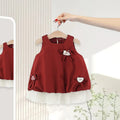 Girls Maroon A-line Casual Dress With Bow Appliques Casual Dresses Maroon 1-2 Y