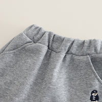 Boys Grey Typographic Embroidered Sweatshirt With Pants Set 2 pc. Sets