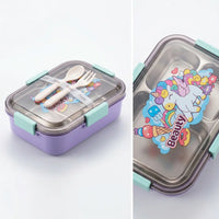 Kids Purple 3-Compartment Stainless Steel Lunch Box Trending Accessories