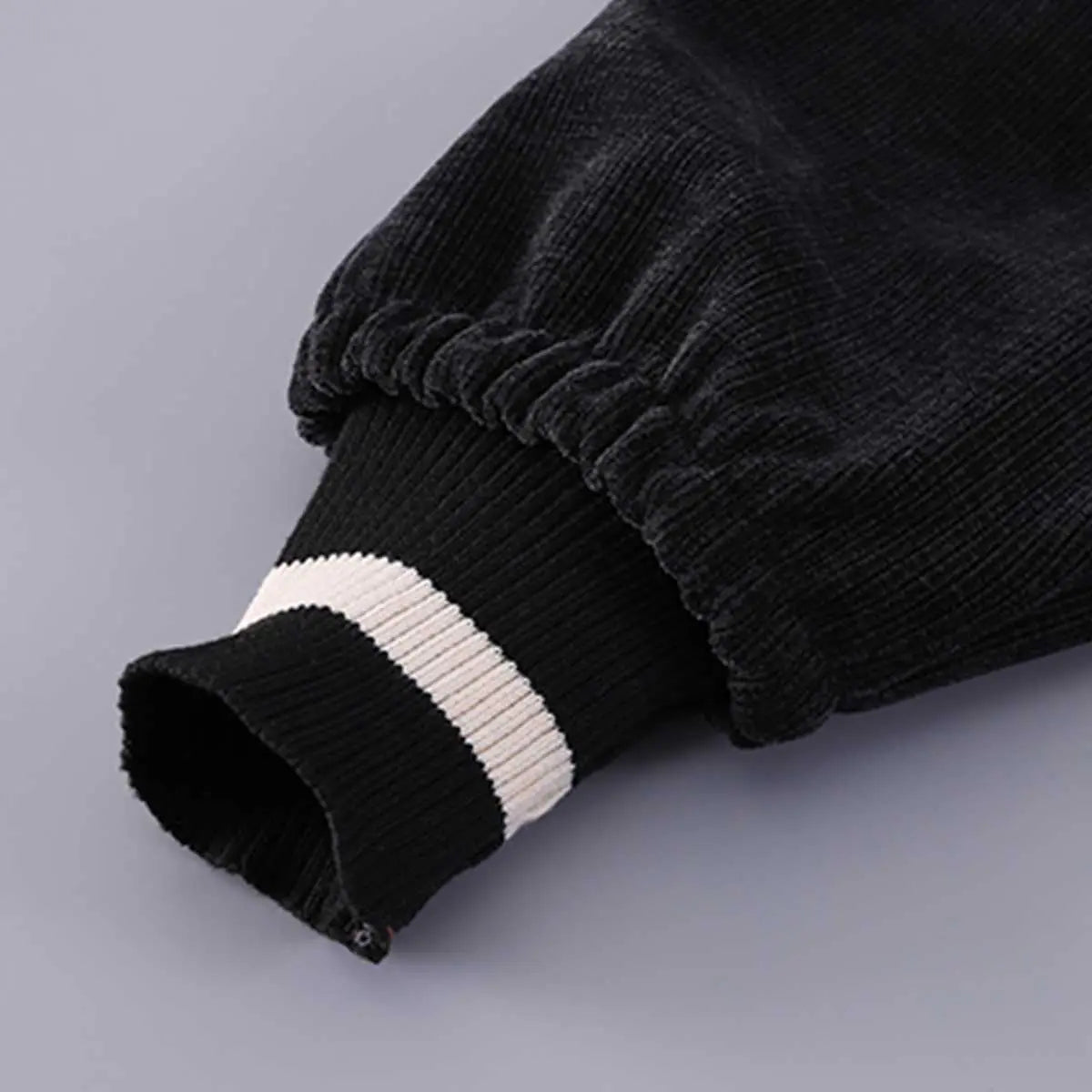 Boys Black Faux Leather Jacket With Striped Hooded Sweatshirt & Jogger Sets Sets