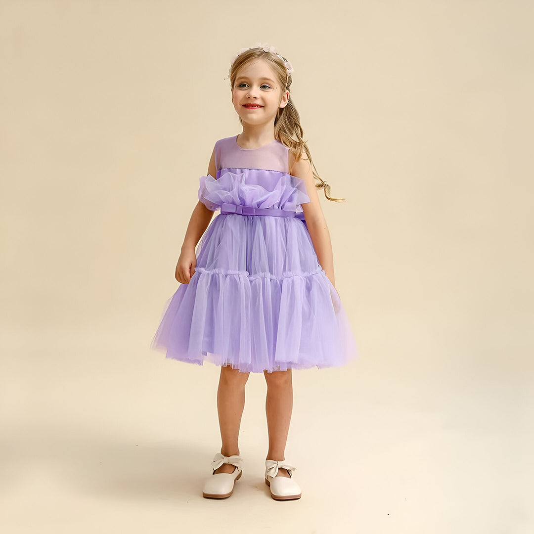 Girls Sleeveless Fit & Flare Party Dress Party Dresses Purple 1-2 Y 