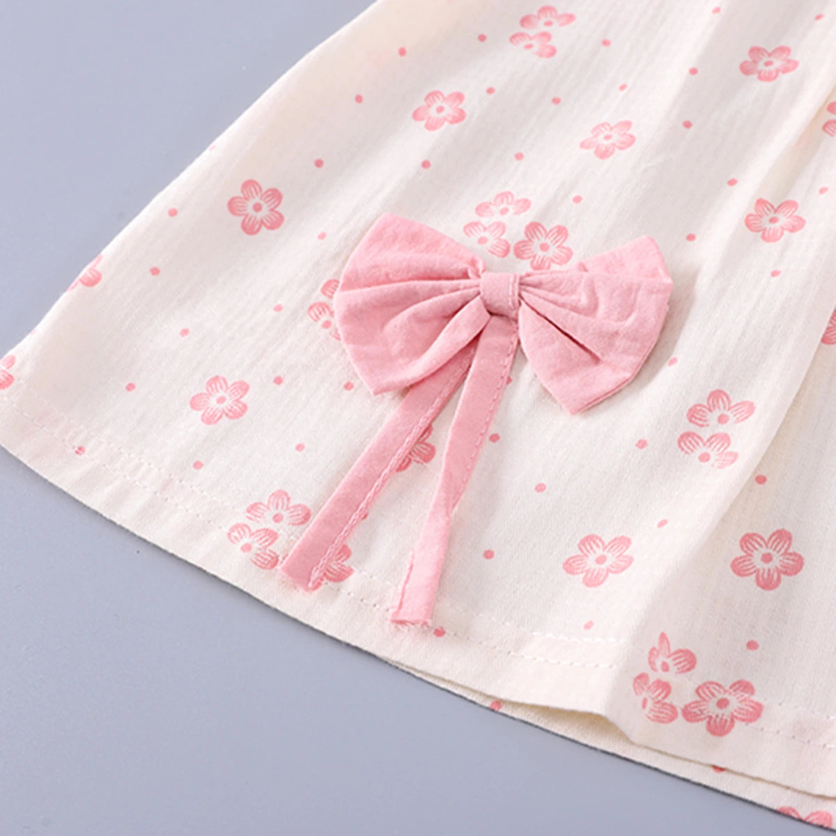 Girls Pink Floral Print Bow Applique Top With Shorts Set Sets