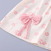Girls Pink Floral Print Bow Applique Top With Shorts Set Sets