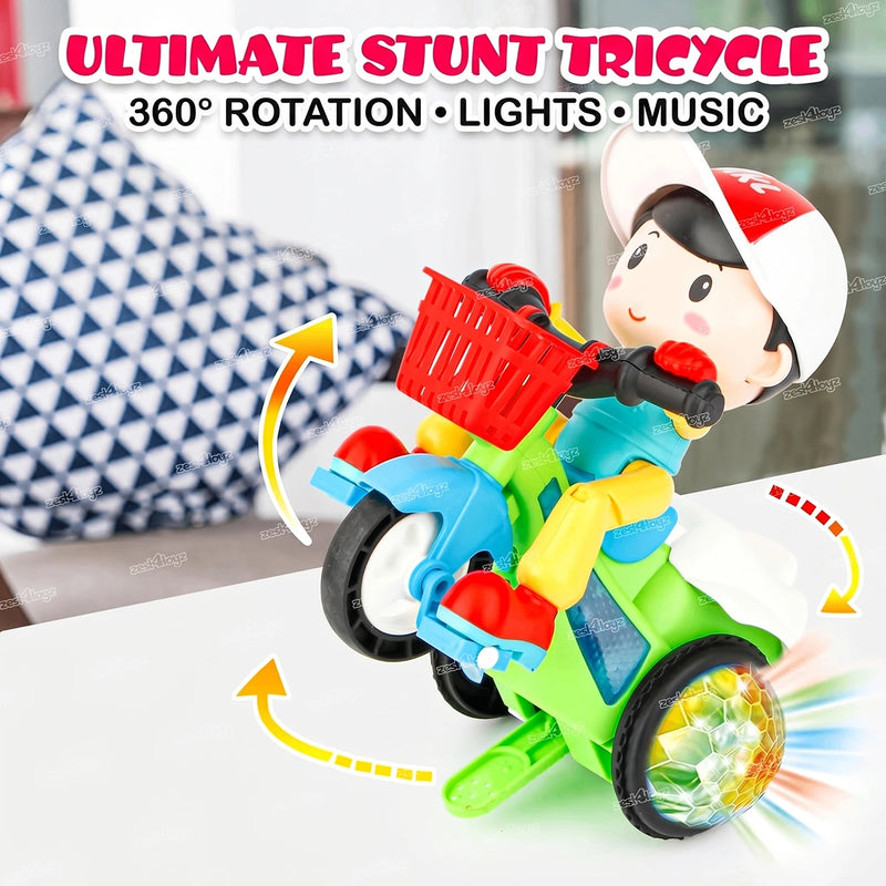 Musical Stunt Tricycle Toy with 360 Degree Rotation, LED Lights & Sound -Self-Balancing Automatic Dancing Bike for Kids Trending Accessories