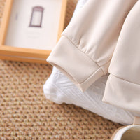Boys Beige Solid Polo Neck Sweatshirt With Joggers Set 2 pc. Sets