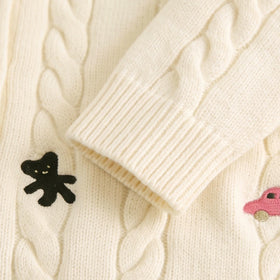 Girls Off White Embroidered Long Sleeve Cardigan Sweaters & Cardigans