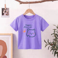 Girls Purple Happy Planet Typography Print Short Sleeve T-Shirt Tshirts Purple 1-2 Y