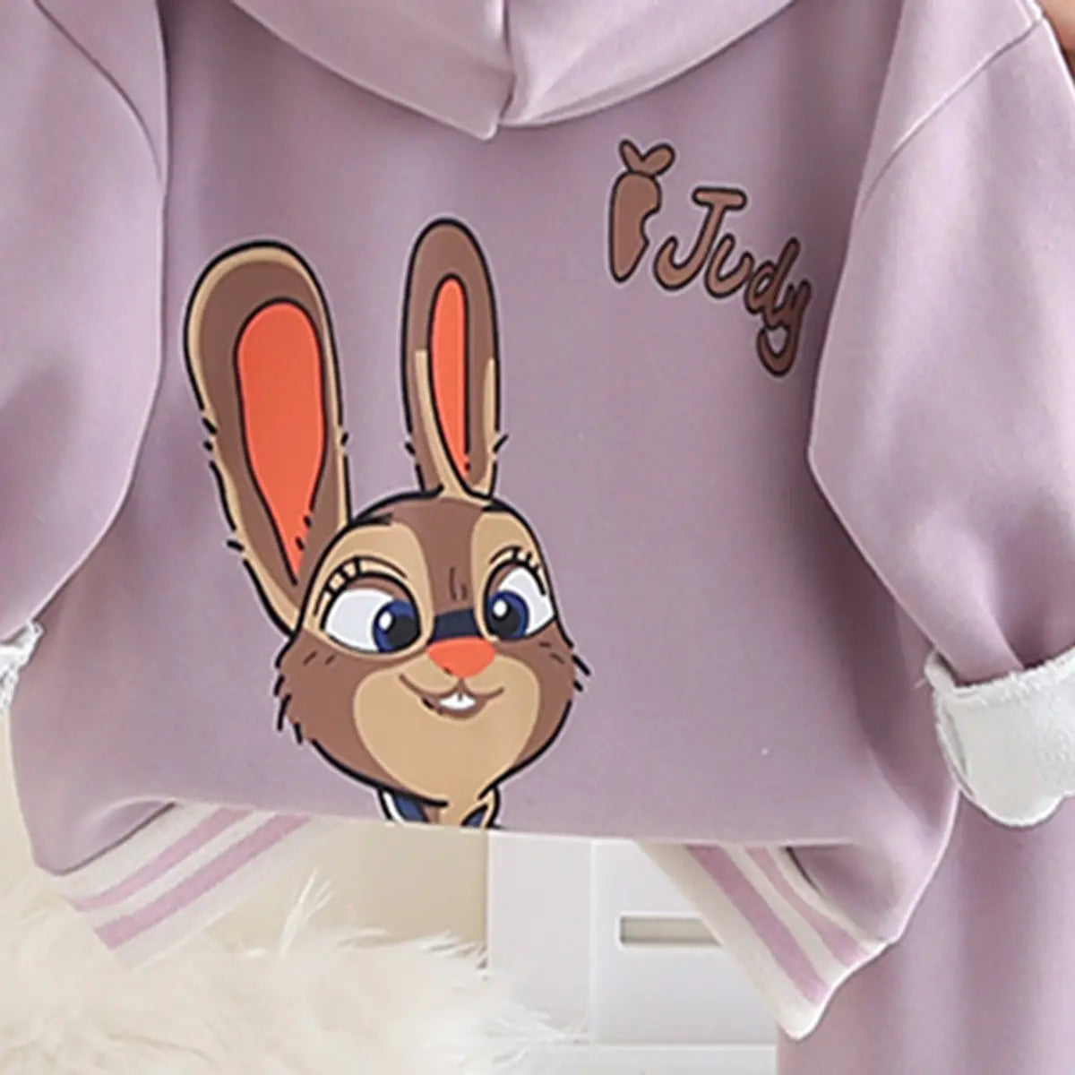 Girls Purple Applique Hoodies Sweatshirt With Pants & Bag Sets 3 pc. Sets