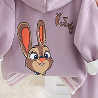 Girls Purple Applique Hoodies Sweatshirt With Pants & Bag Sets 3 pc. Sets