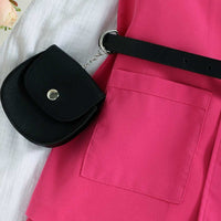 Girls Red Sleeveless Jacket With T-Shirt & Shorts Set Sets   