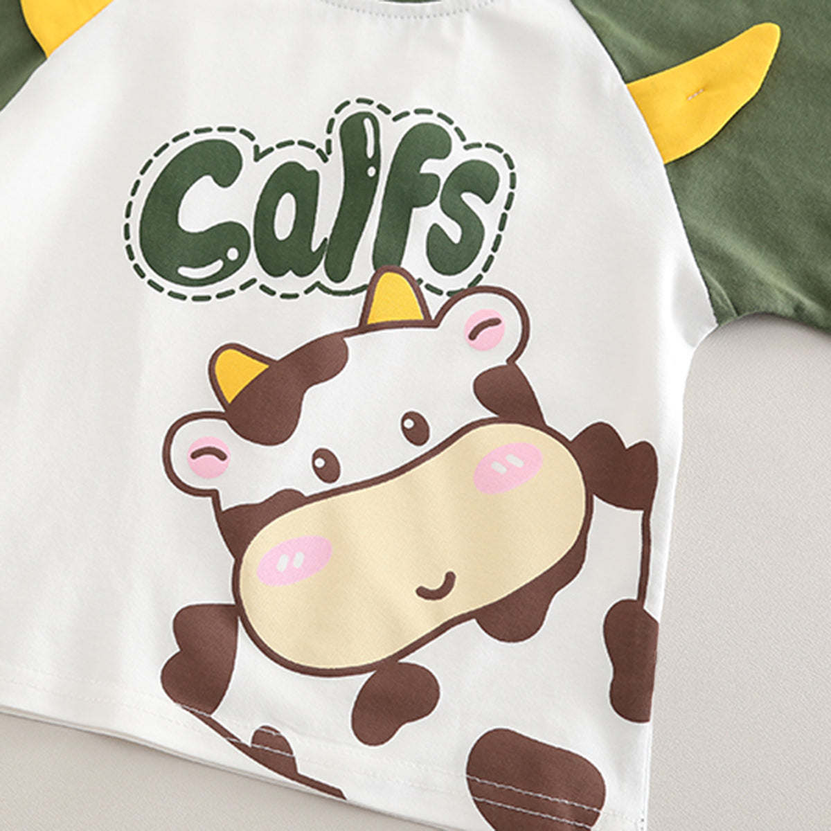 Boys Green Short Sleeve Cow Print T-Shirt With Shorts Set 2 pc. Sets