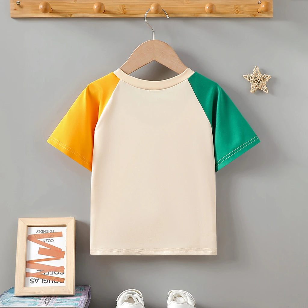 Boys Multicolor Typographic Print Raglan Sleeves T-Shirt Tshirts