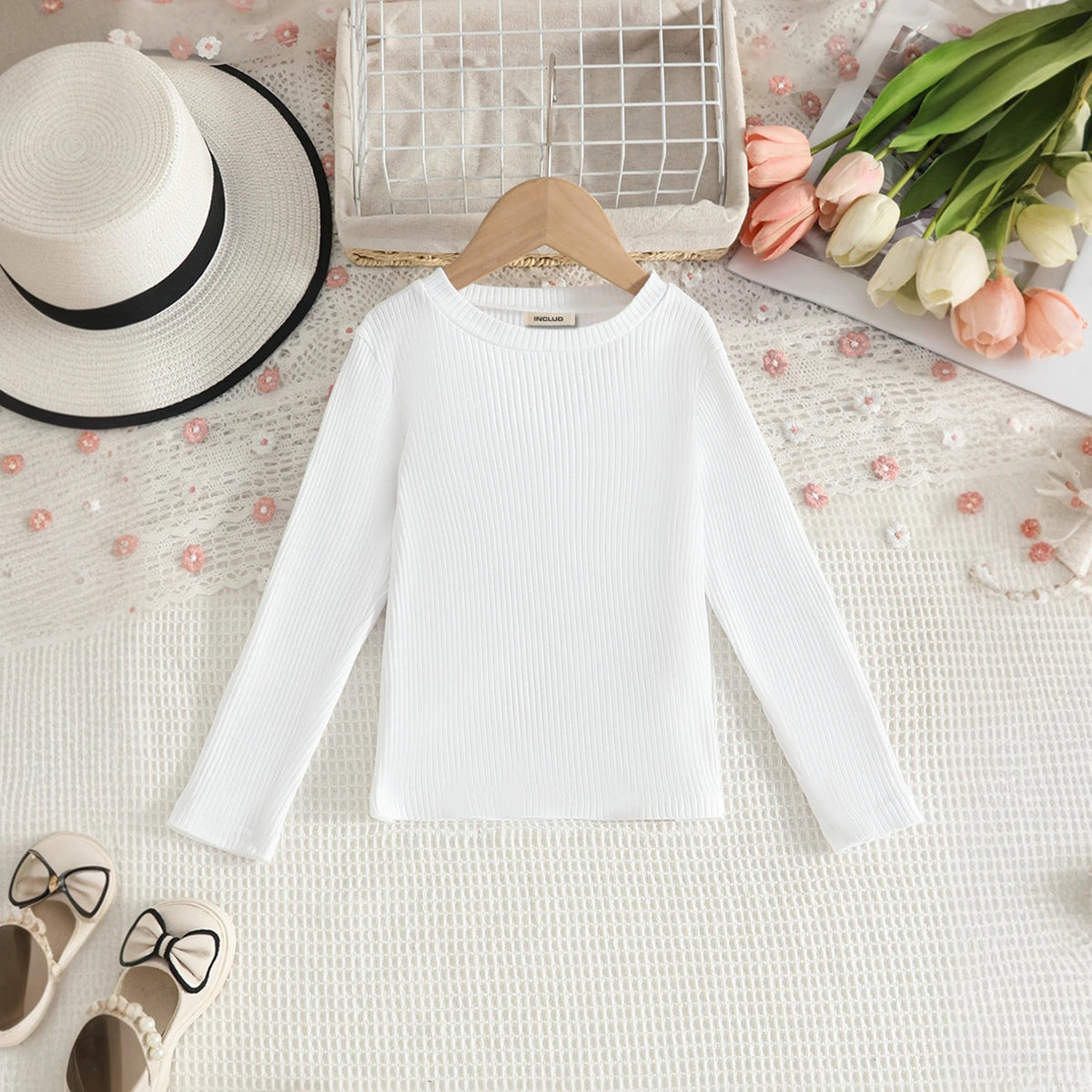 Girls Brown Faux Leather Pinafore Dress With Long Sleeves T-Shirt Casual Dresses
