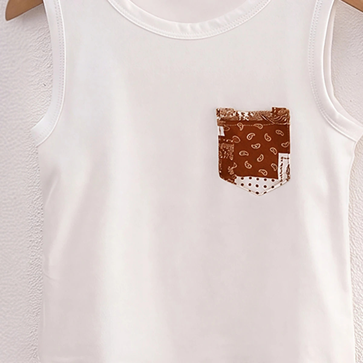 Boys White Sleeveless Vest Vests