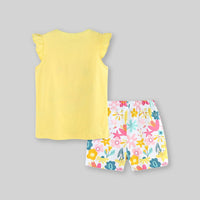 Girls Graphic Print T-Shirt With Shorts Set Sets   