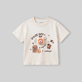 Boys Cream Typography Print Short Sleeve T-Shirt Tshirts Cream 1-2 Y