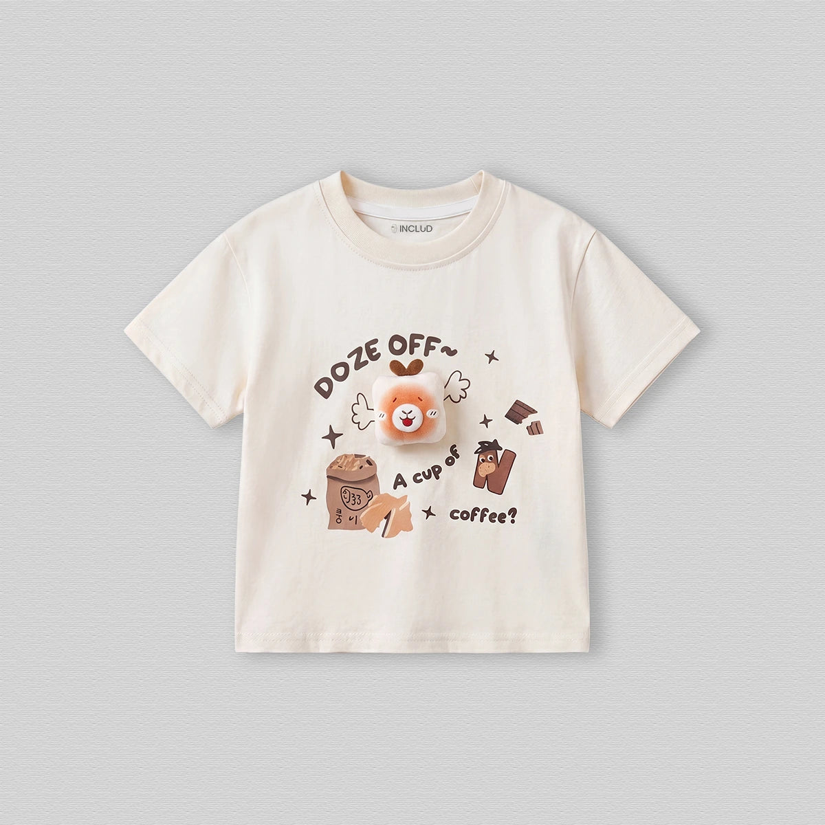 Boys Cream Typography Print Short Sleeve T-Shirt Tshirts Cream 1-2 Y
