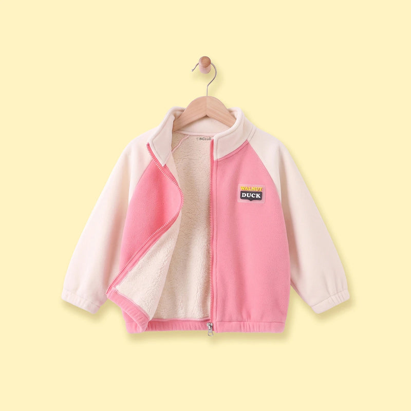 Girls Pink Colorblocked Long Sleeve Jacket Coats & Jackets Pink 1-2 Y