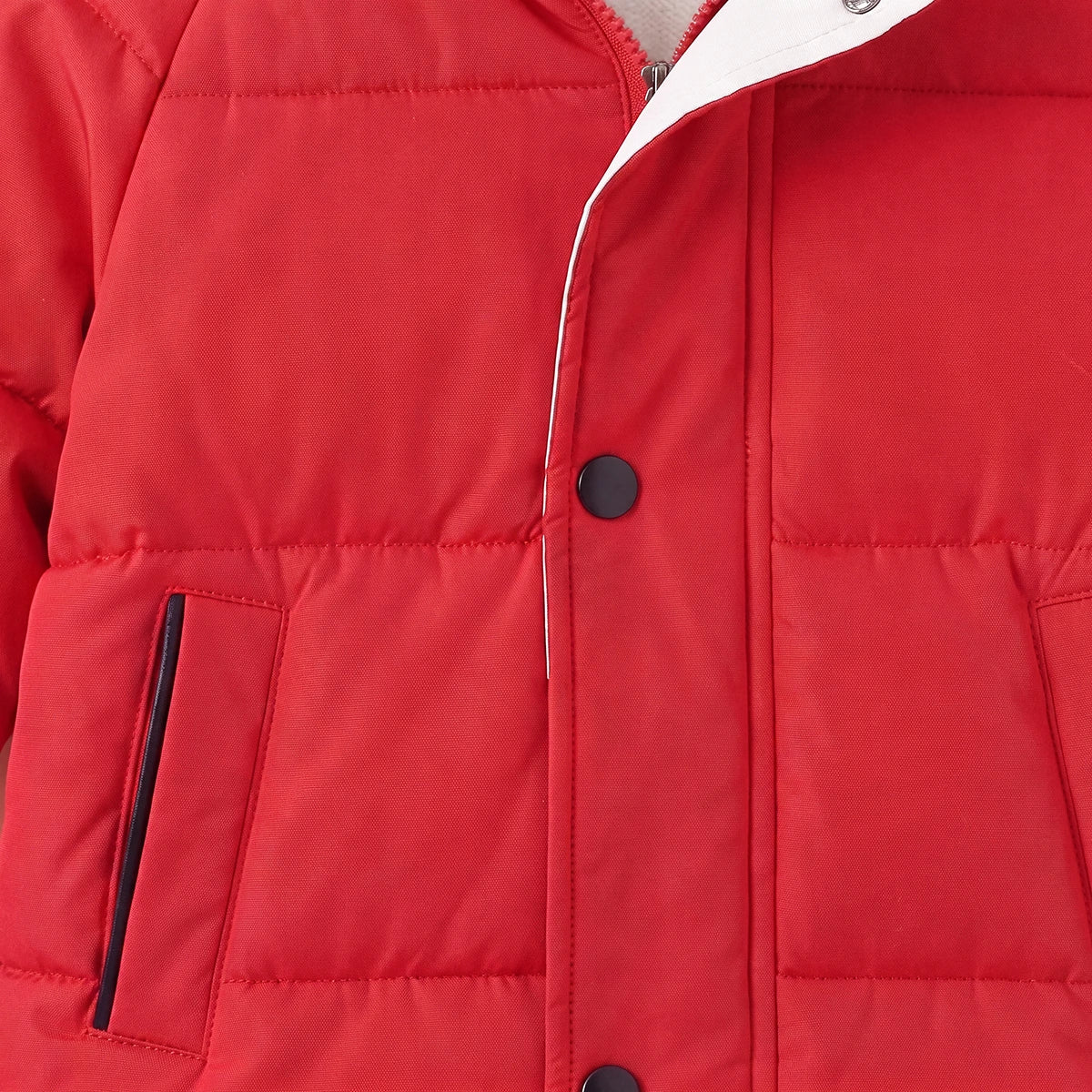 Girls Red Solid Puffer Hooded Long Jacket Coats & Jackets