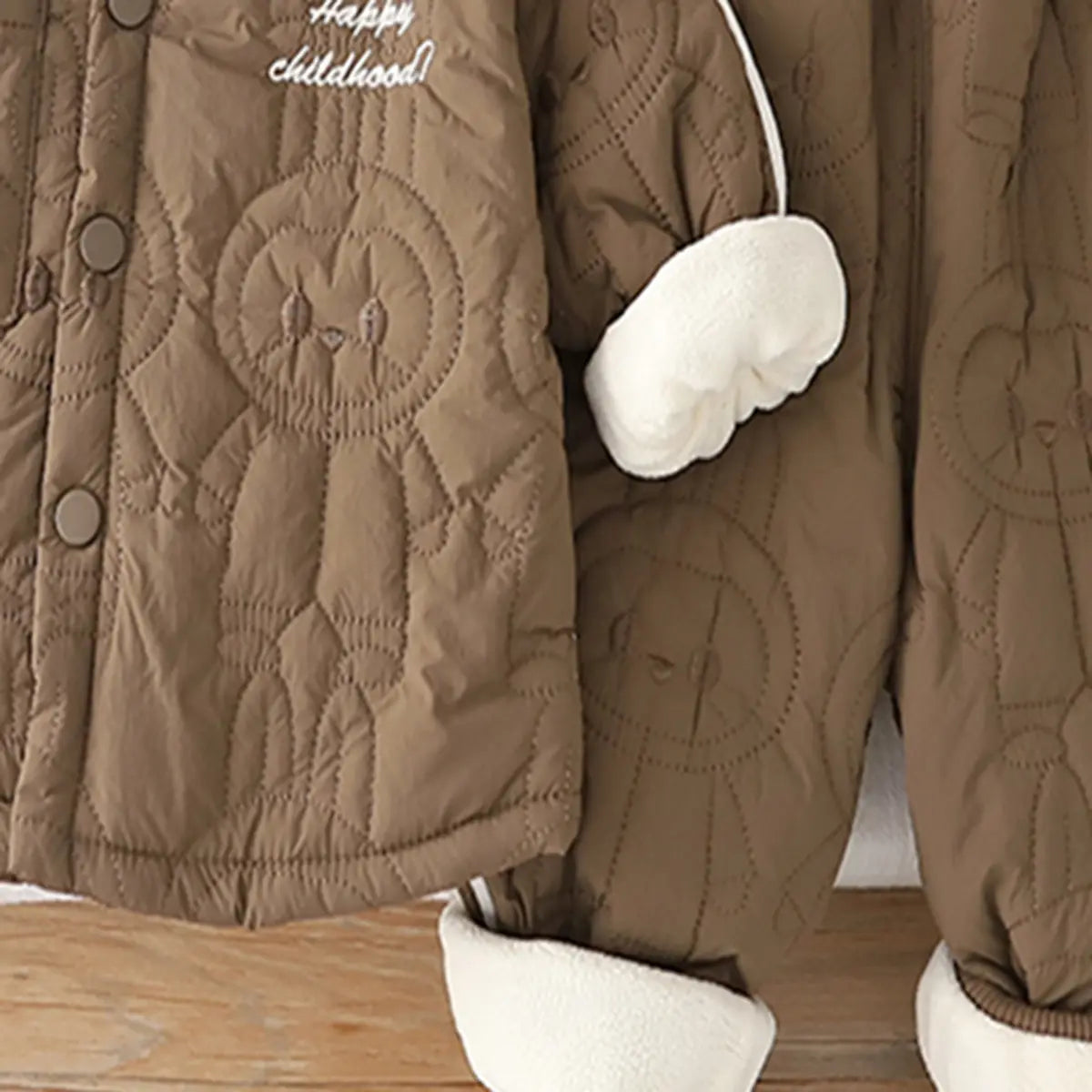 Boys Brown Textured Jacket With Pants Sets 2 pc. Sets