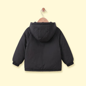 Boys Black Long Sleeve Hooded Zip-up Jacket Coats & Jackets