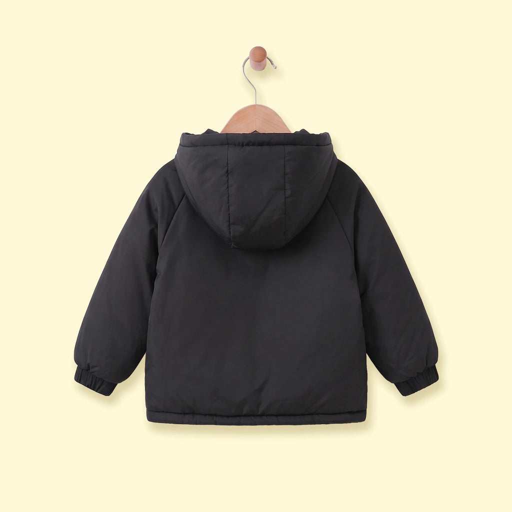 Boys Black Long Sleeve Hooded Zip-up Jacket Coats & Jackets