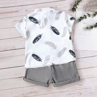 Boys White Tropical Print Short Sleeves Shirt With Shorts Set 2 pc. Sets
