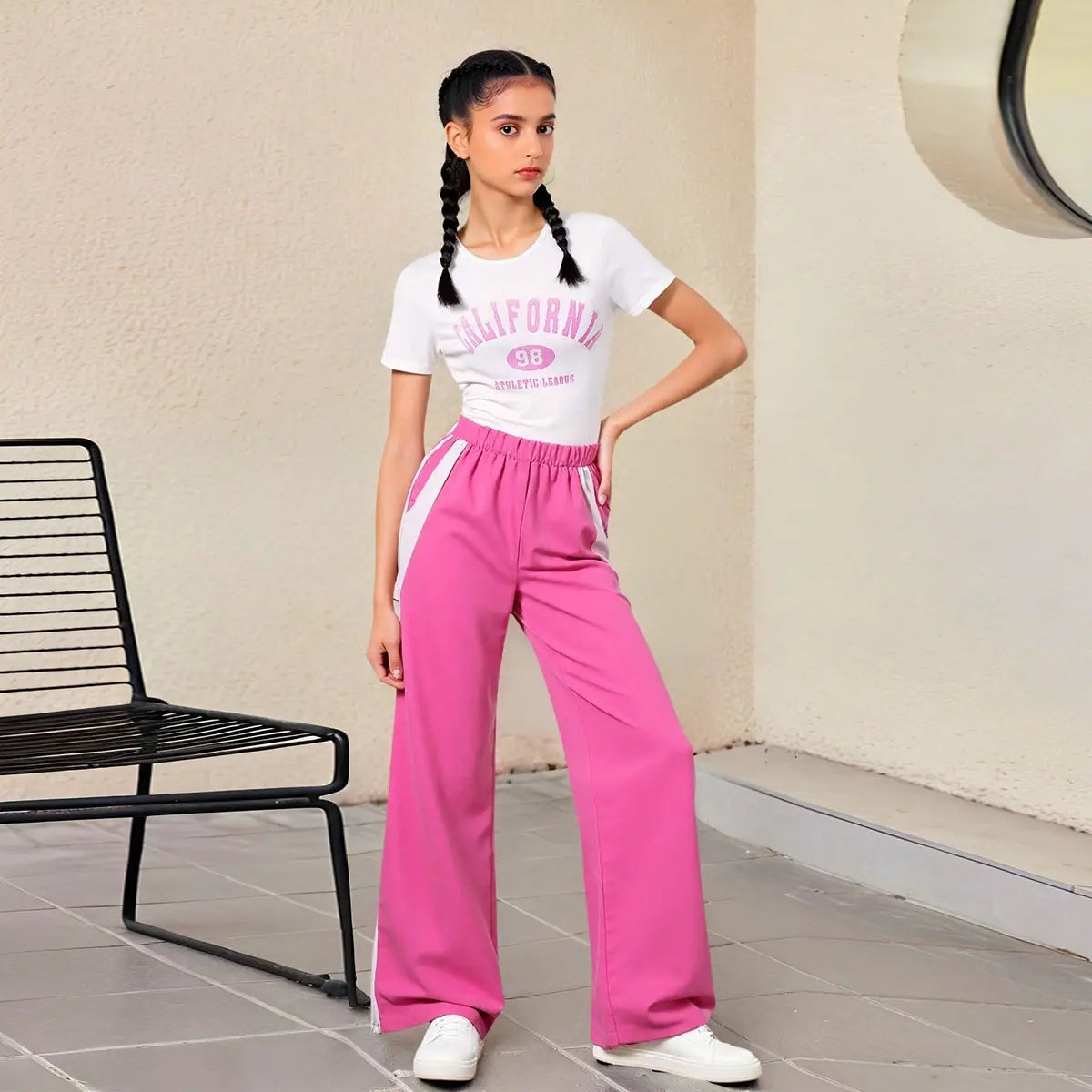 Girls Typographic Printed Top With Flared Pants Set Sets