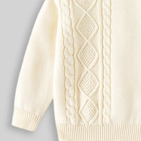 Boys Off White Self-Design Sweater Sweaters & Cardigans