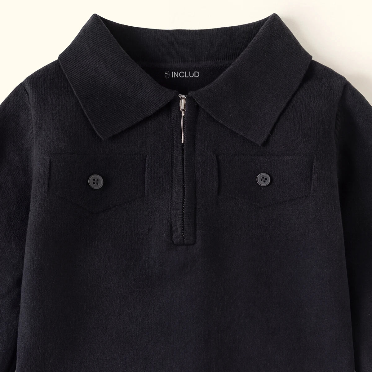 Boys Black Long Sleeve Polo Sweater Sweaters & Cardigans