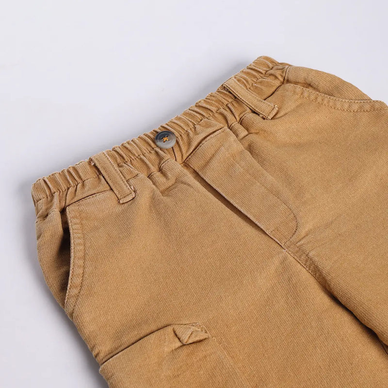Boys Khaki Typographic Short Sleeve T-Shirt With Elasticated Shorts Sets 2 pc. Sets