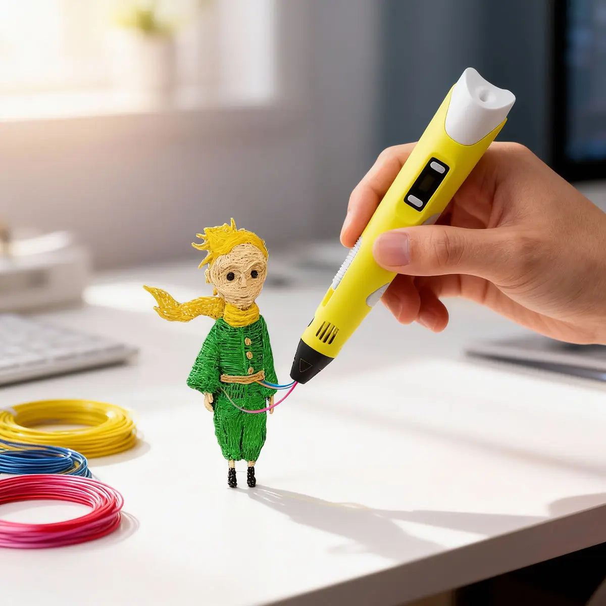 Kids Yellow 3D Drawing Printing Pen with Filaments Trending Accessories Yellow Onesize