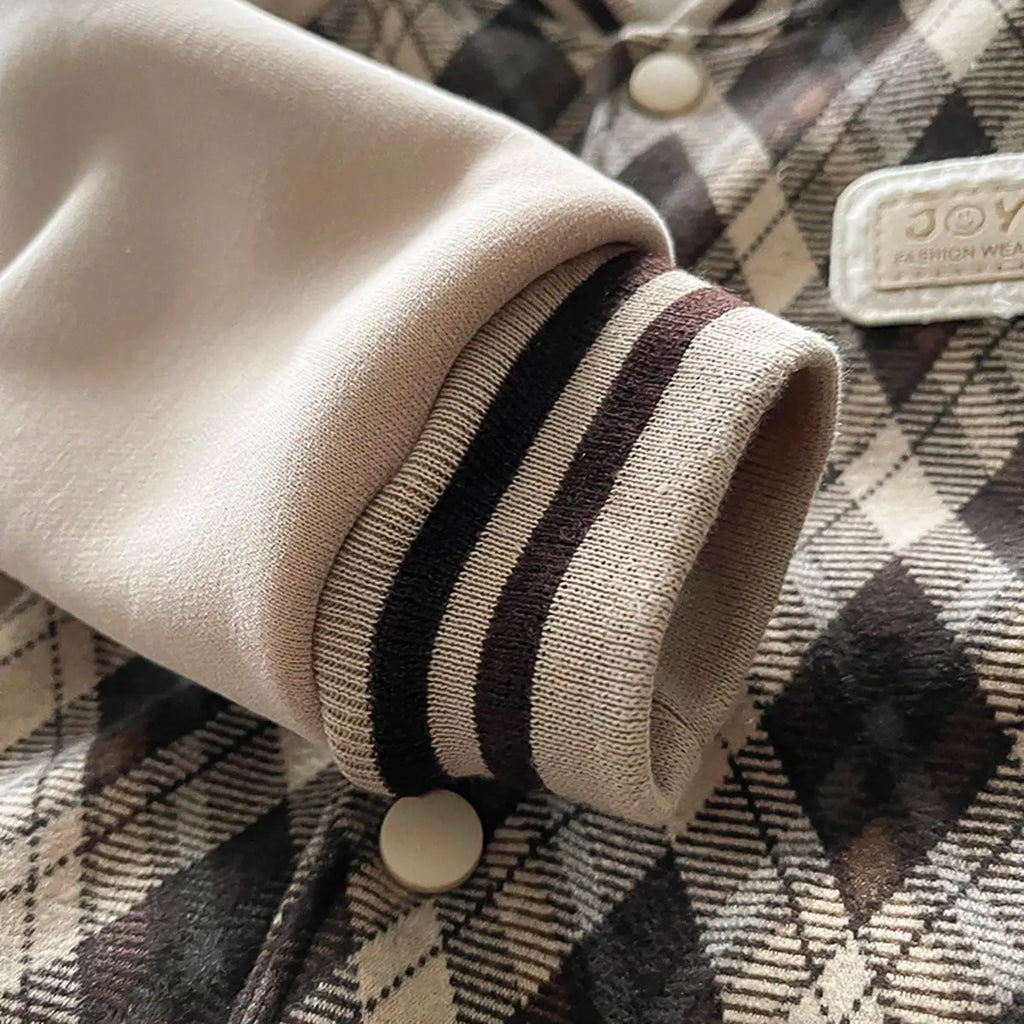 Boys Khaki Checked Regular Sweatshirt With Trouser Sets 2 pc. Sets