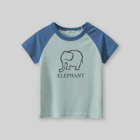 Boys Elephant Print Raglan Sleeves T-Shirt Tshirts   