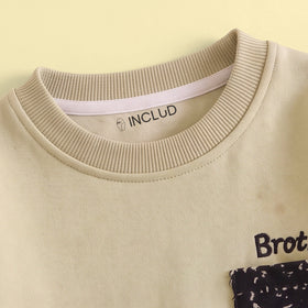 Boys Sea Green Typographic Sweatshirt With Joggers Sets Sets