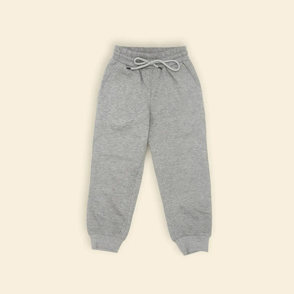 Boys Grey Solid Cross Pocket Elasticated Jogger Trackpants & Joggers